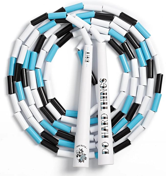 Elite Jumps - Do Hard Things Edge Beaded Jump Rope - For All Ages - Durable & Lightweight - 10ft Long Adjustable Rope - Ta...