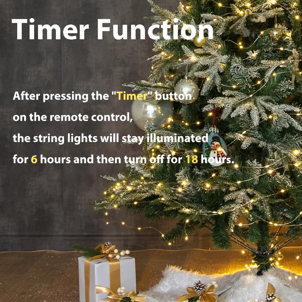 Pcores Plug In Fairy Lights 100 Feet 300 Led Warm White Silver Wire Remote Control Indoor Outdoor String Lights For Bedroom Living Room Patio Porch Garden Christmas Tree