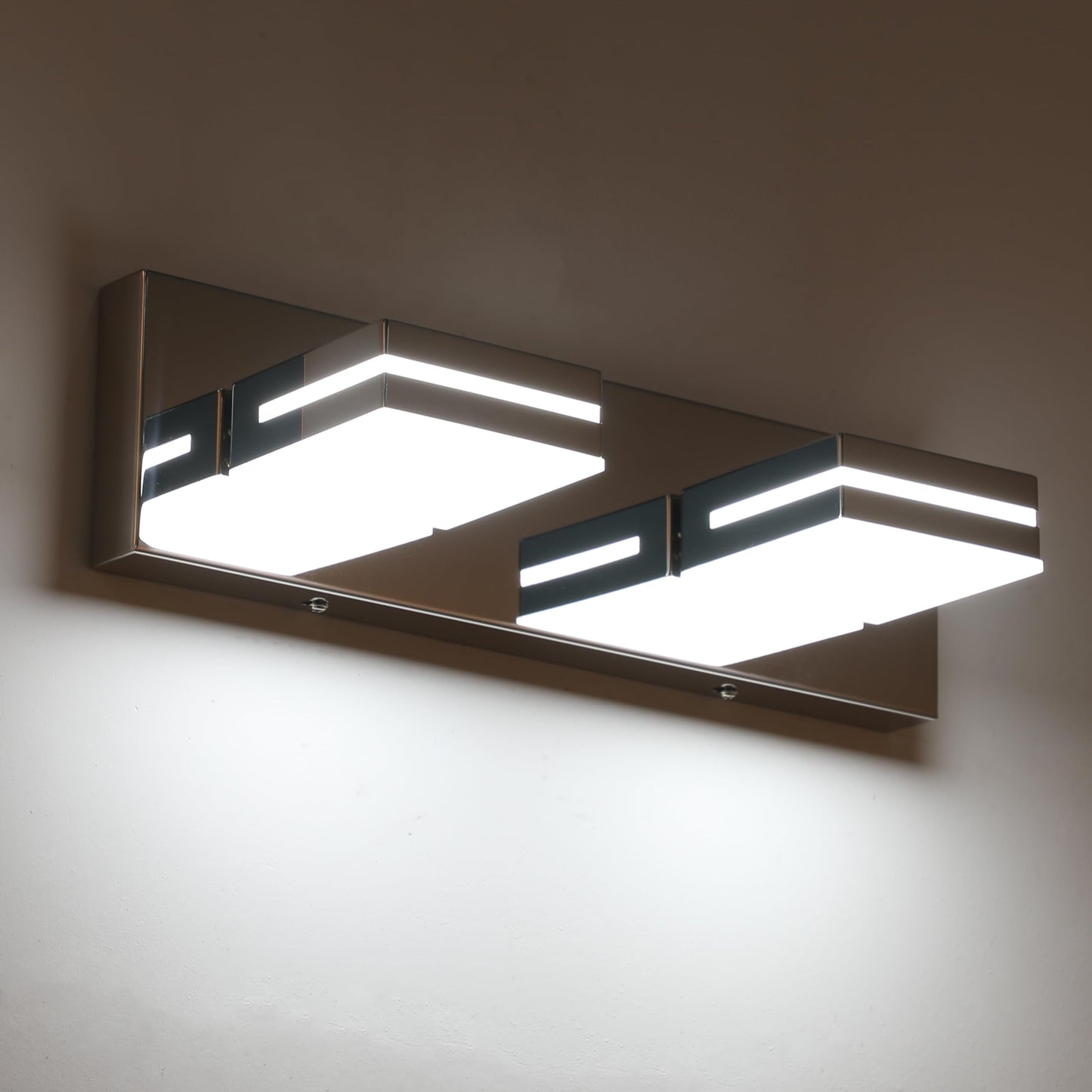 SineRise LED Bathroom Vanity Light Fixture, 2-Light, 15.5-Inch, Dimmable, Chrome, Acrylic, Model H0001-17