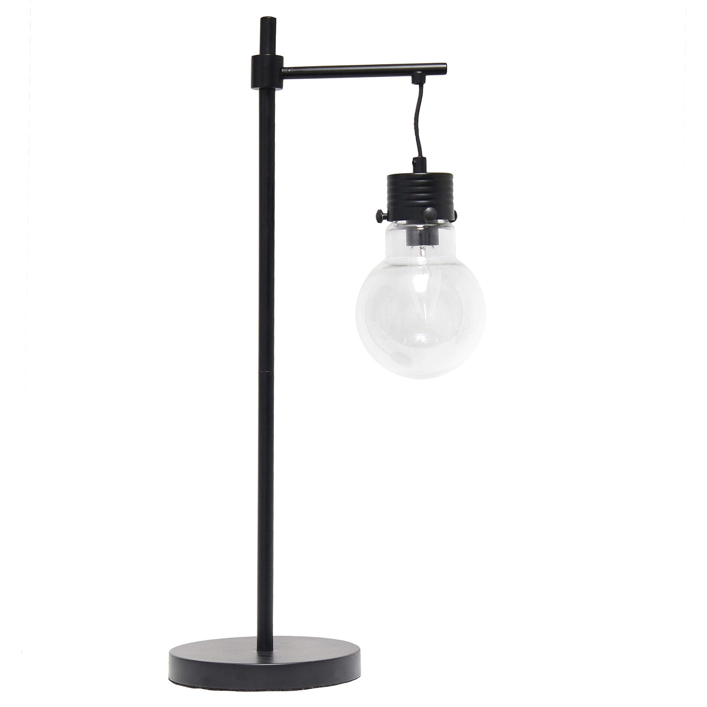 Elegant Designs LT1057-BLK Vintage Modern Edison Hanging Light Bulb Globe Table Lamp, Metal, Black