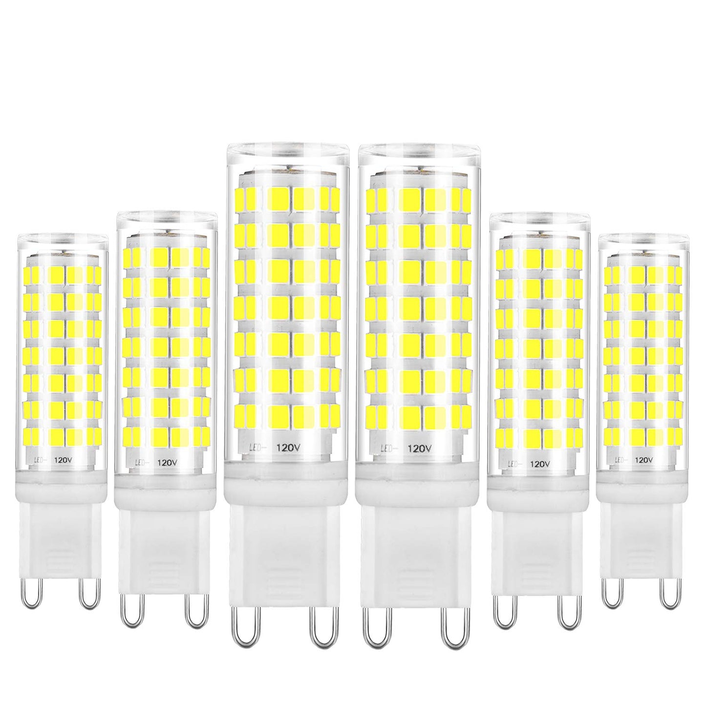Yuiip G9 Led Light Bulb 7W Dimmable, Daylight White 6000K, 550Lm, 360° Beam Angle, 6 Pack, Non-Flick