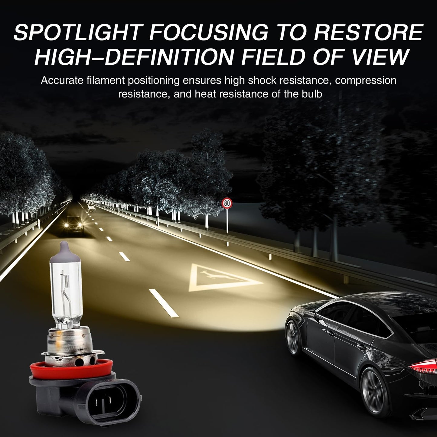 Awlbed 2 Pcs Car Halogen Fog Light Bulb  12V 55W Waterproof Glass Vehicle Spotlights Replacements  Universal Automotive High Beam Lighting Accessories For Truck Suv Car (Warm White Light #H11)