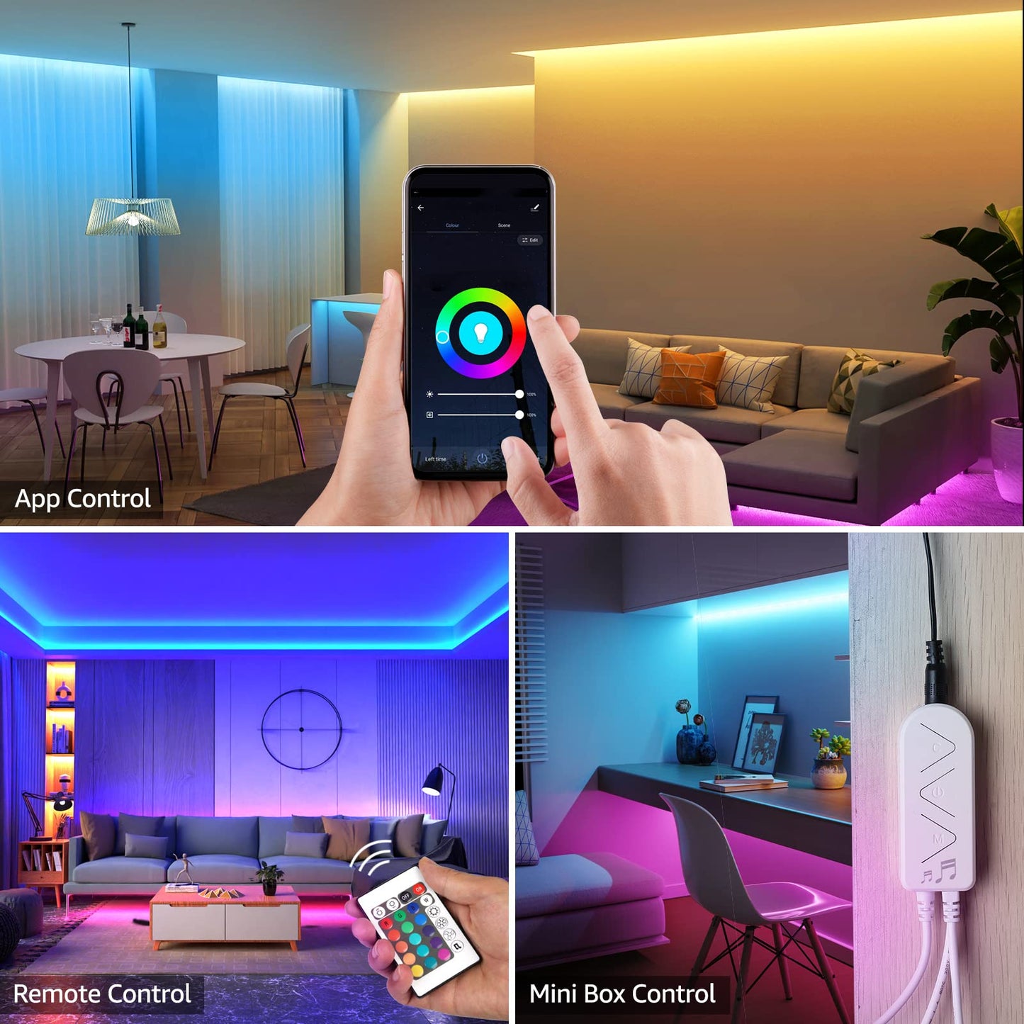 Lepro LED Strip Lights 16.4ft, Smart Color Changing RGB with App Control, Music Sync, Multicolor, Model PR904118-RGB-US