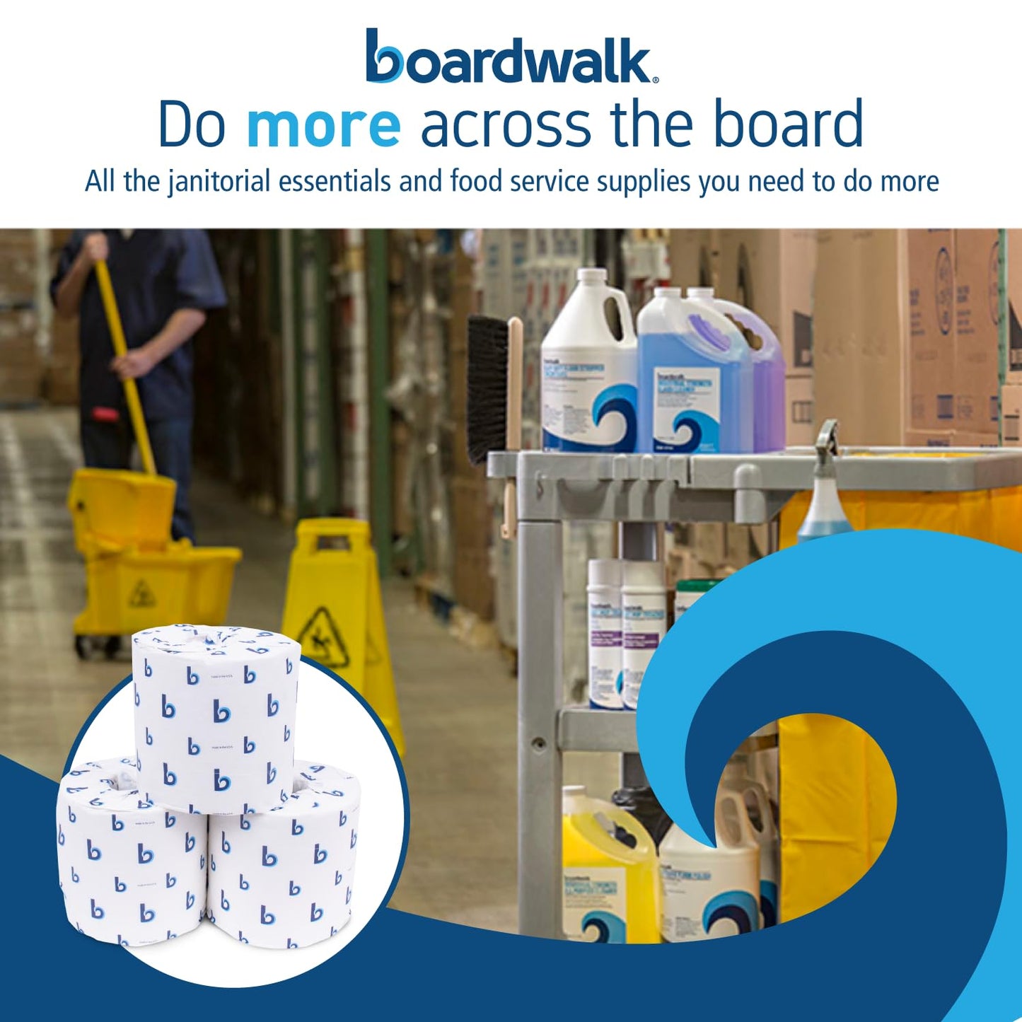 Boardwalk 2-Ply Bathroom Toilet Paper Tissue, Septic Safe, 500 Sheets/Roll, Bulk Quantity 96 Rolls/Carton, 4" x 3", White