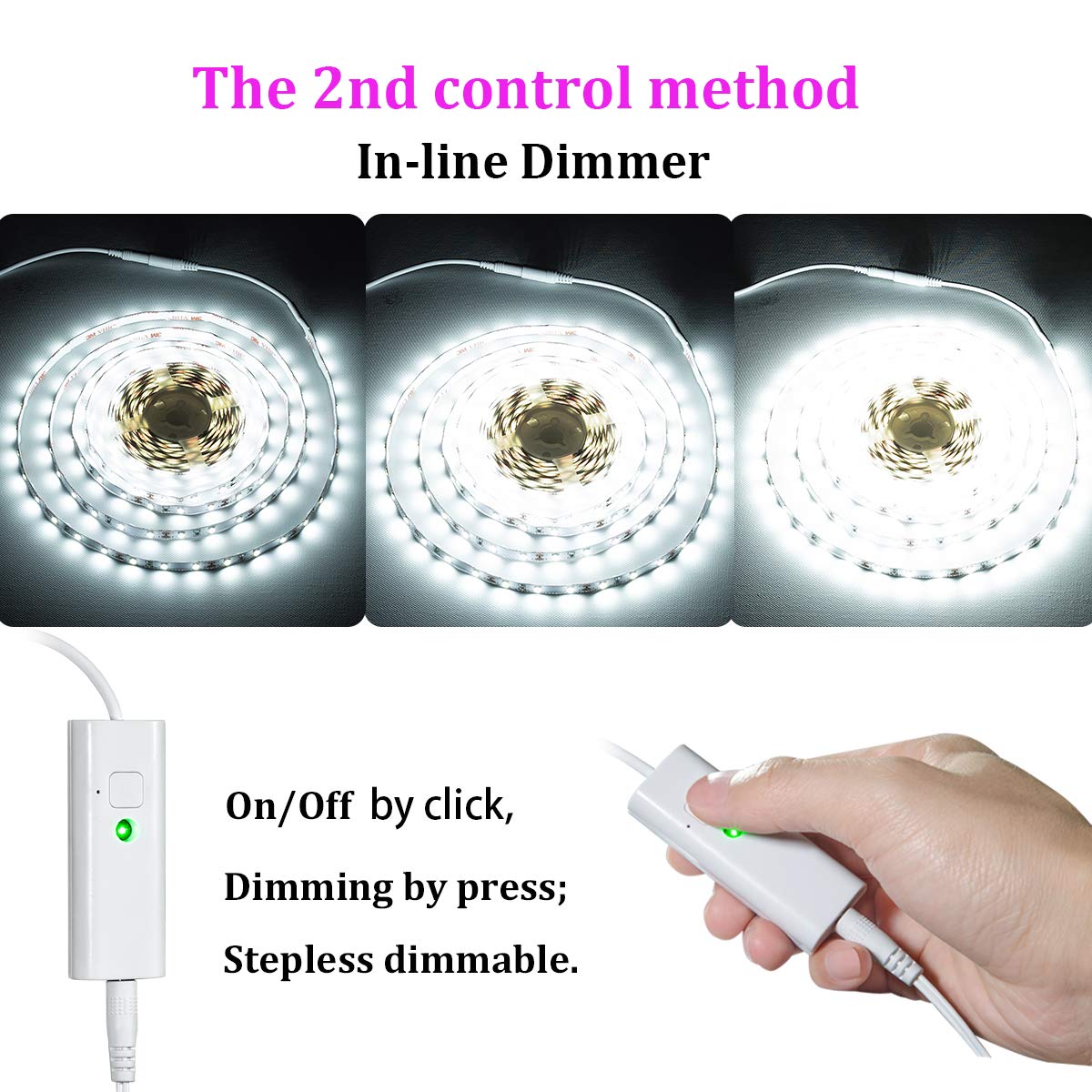 WOBANE LED Strip Lights 32.8ft Dimmable White Light Kit 600 LEDs for Living Room, Under Cabinet, Wardrobe, 6500K Daylight