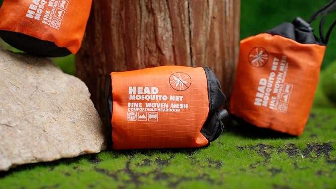 Hestya 4 Pack Mosquito Face Mesh Net Protecting Net for Outdoor Hiking Camping Climbing Mosquito Fly Insects Preventing (Beige)