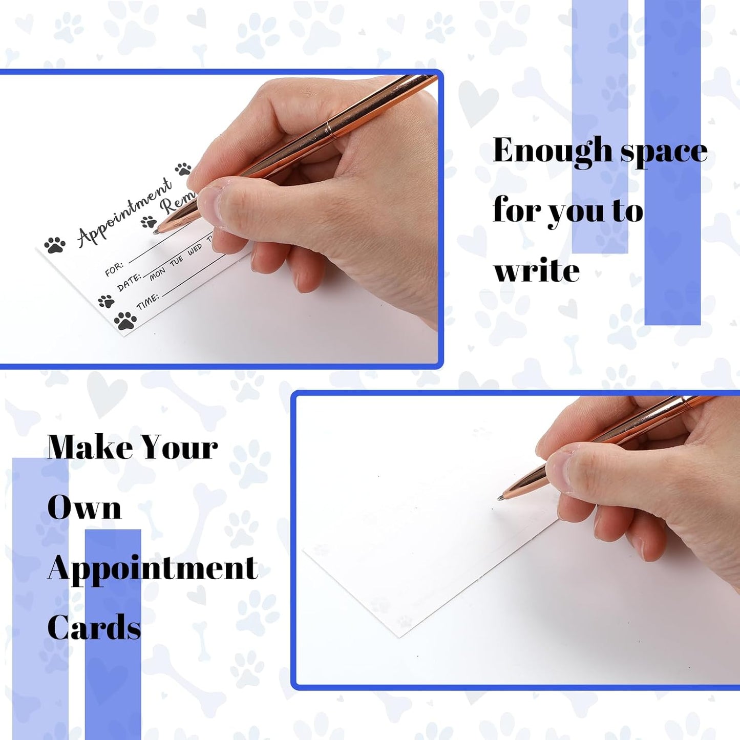 Seajan 1000 Pcs Pet Grooming Appointment Cards Bulk Paw Prints Appointment Reminder Cards for Dog Grooming, Pet Care, Client Business, Hair Salon, Dental Office, Massage Therapist and More, White