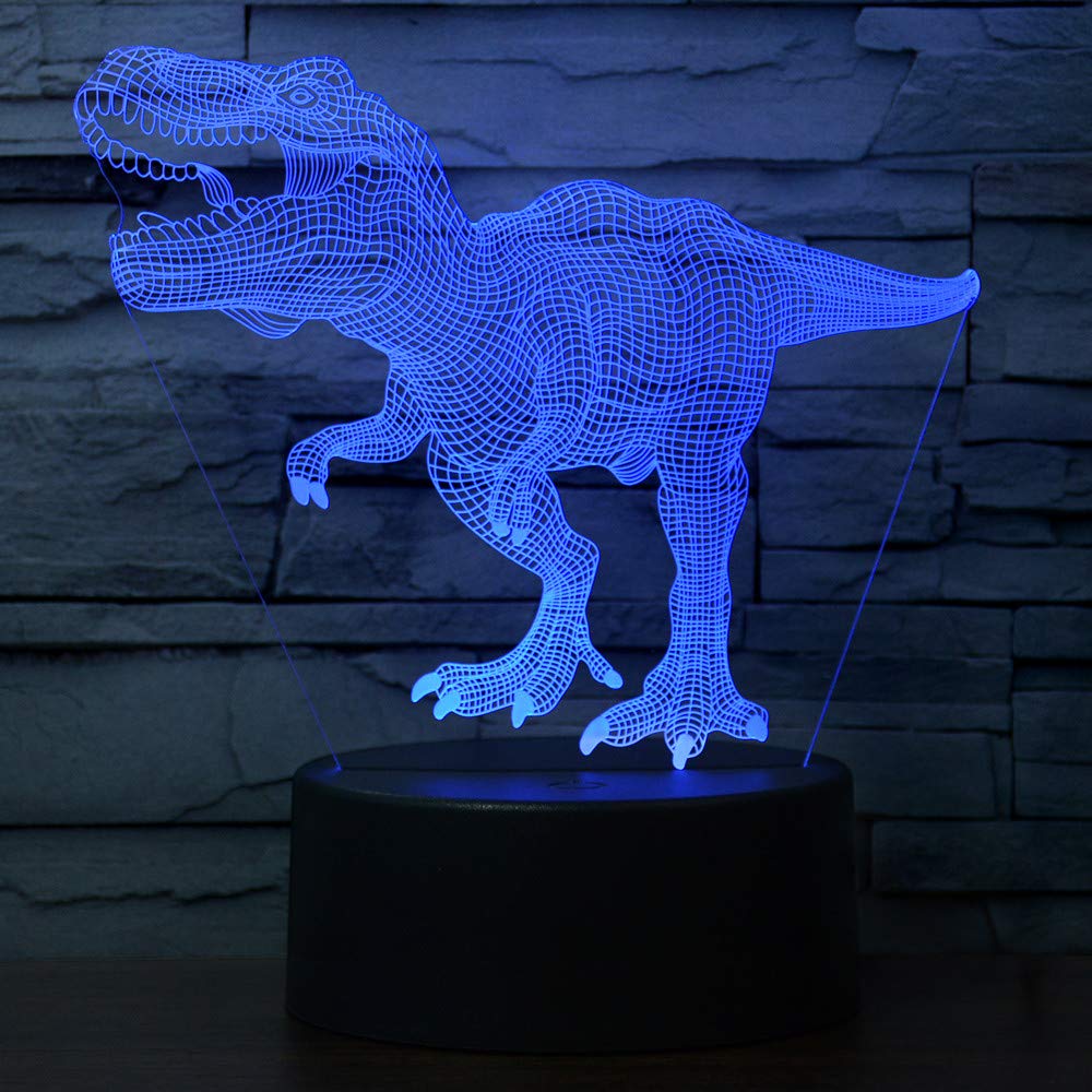 i-CHONY Dinosaur Night Light - T-Rex 3D Lamp, 7 Color Changing, USB, Touch Control, Kids Room Decor, Xmas Gift