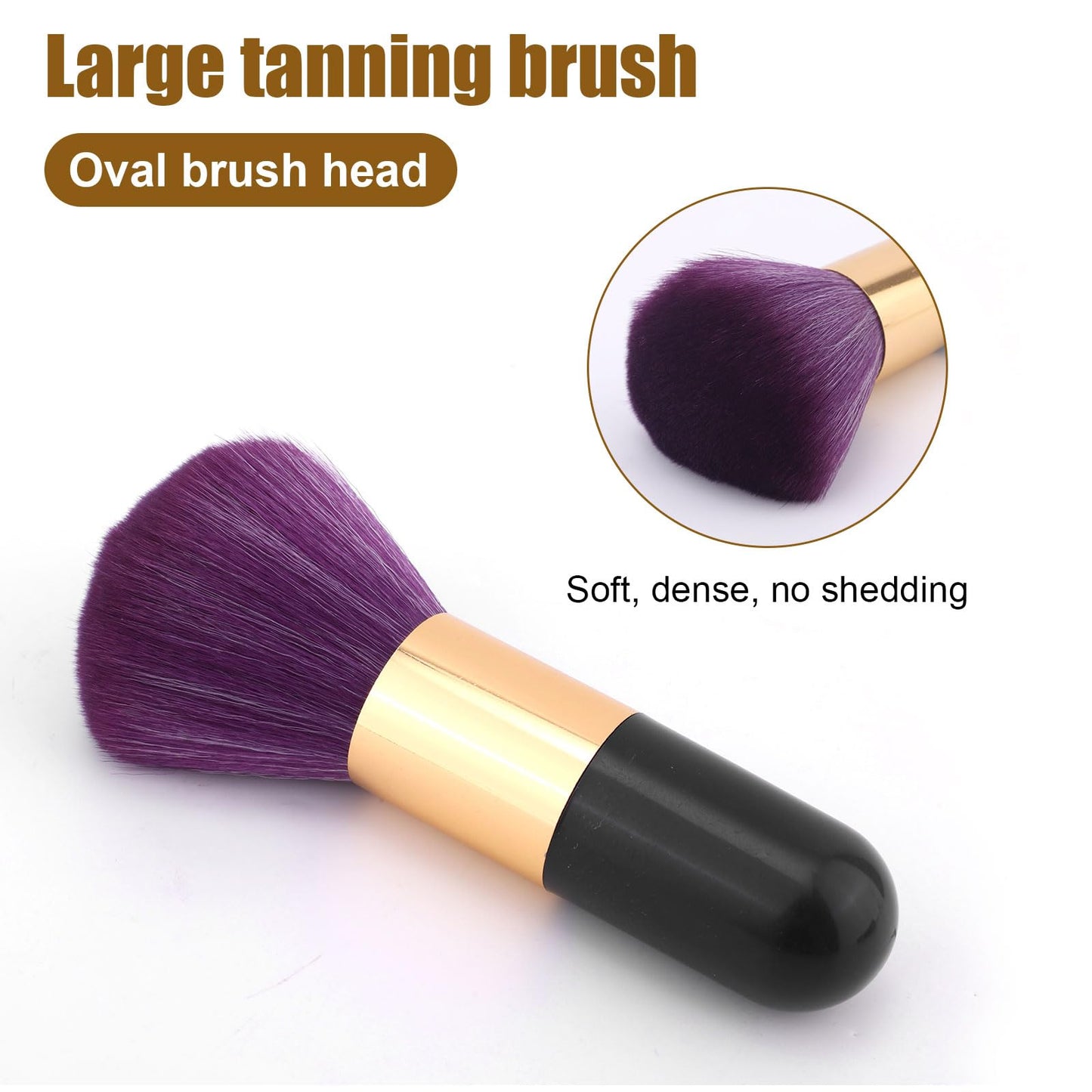 Tanning Brush for Self Tan, Large Vegan Brush Soft Self Tanner Face Applicator Professional Makeup Tool for Tan Application (Bla