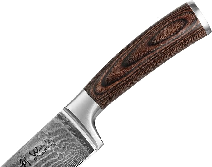 Wakoli EDIB Damascus Chef Knife – 7.9-Inch Japanese Style Kitchen Knife | Genuine 67-Layer Damascus Steel Blade with VG10 Core | Ergonomic Pakkawood Handle | Professional Cooking Knife in Gift Box