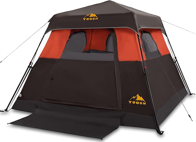 3/4 Person/6 Person Camping Tent Fast Cabin Tent with Instant Setup Tent, Weatherproof Tent Easy Quick Set Up & Pop Up in 60 Seconds with Rainfly Backpack for Family Camping,Upgraded Ventilation