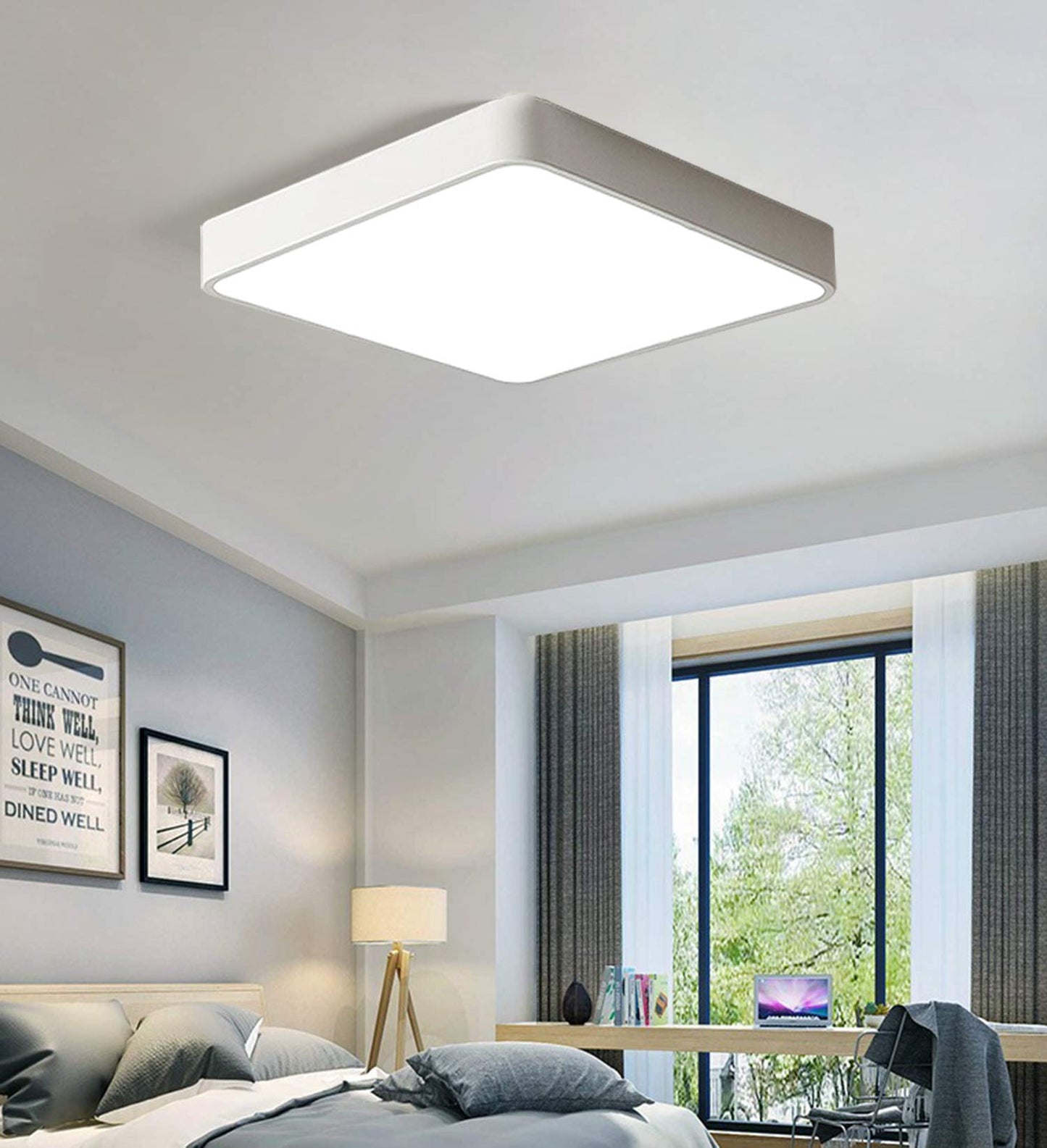Ganeed Led Flush Mount Ceiling Light 15.7 Inch 36W Modern Ceiling Lamp Square 6500K Cool White Lighting Fixture For Living Room/Kitchen/Bedroom/Dining Room White