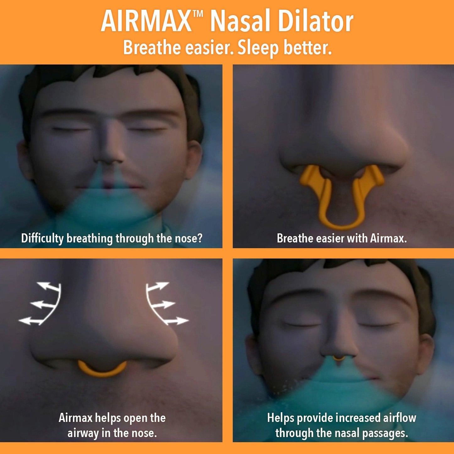 AIRMAX Nasal Dilator for Better Sleep - Natural, Comfortable, Anti Snoring Device, Snoring Solution for Maximum Airflow and Easier Breathing (Medium - Clear)