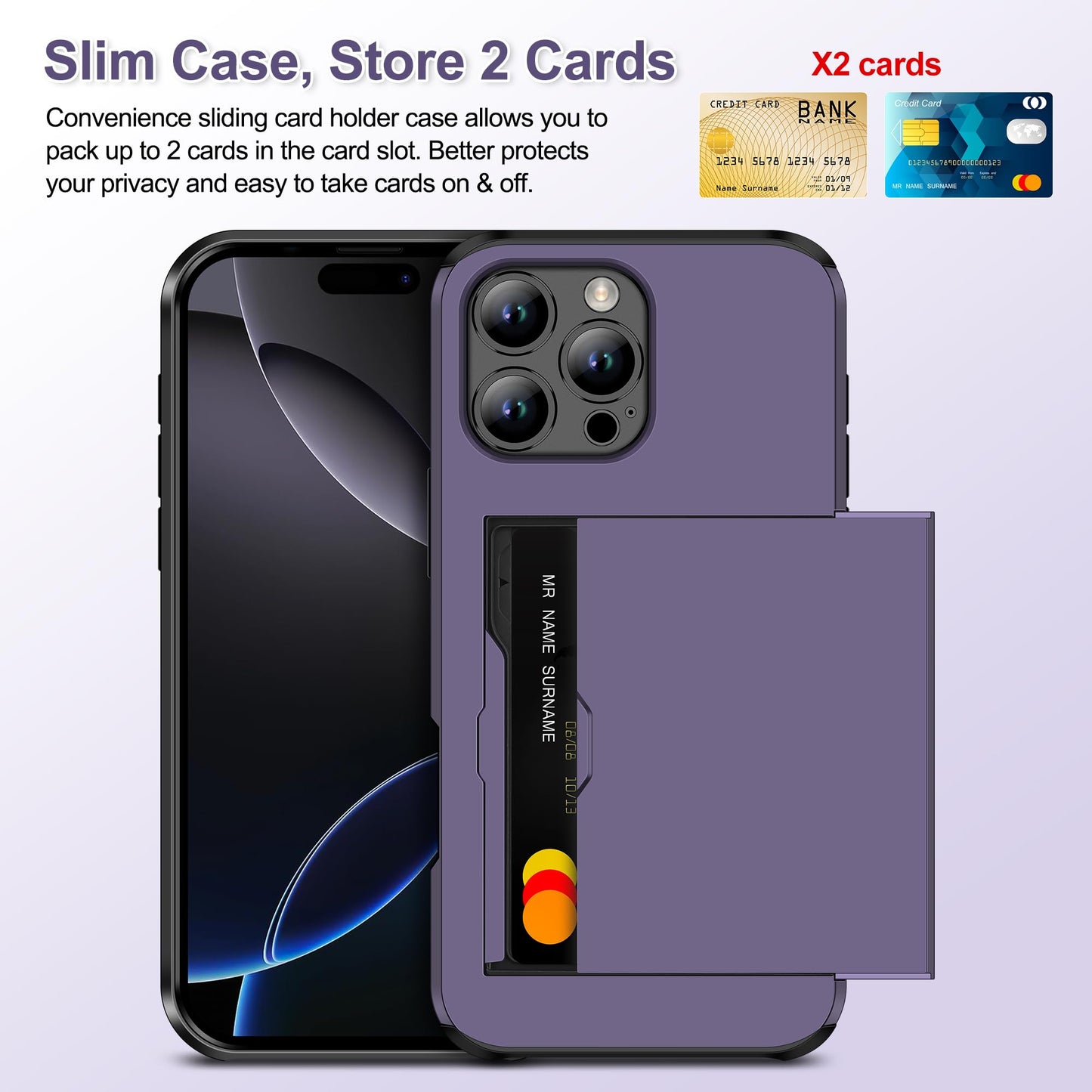 Samonpow For Iphone 16 Pro Max Case Wallet With Card Holder + 2 Screen Protector + 1 Camera Cover Full Body Heavy Duty Protectiv