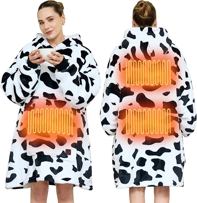 Covfirst Heated Wearable Blanket Hoodie, 3 Heat Level USB Heated Hooded Blanket, Overheat Protection Cozy Heated Hoodie Bl...