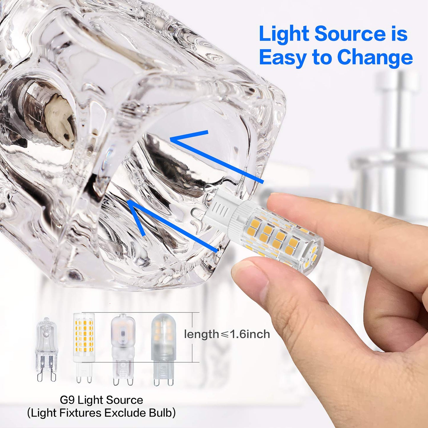 Presde Modern 6-Lights Led Vanity Light For Bathroom, Chrome Finish, Model Hu-Xi-201, Excludes Bulb