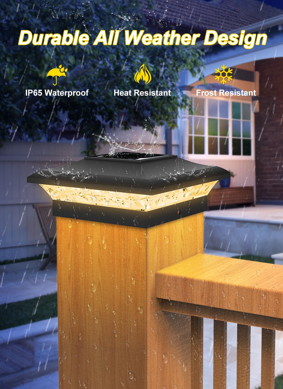 T-Sun Solar Post Cap Lights 6 Pack For 4X4 Vinyl/Wooden Posts  Waterproof Outdoor Warm & Cool White(3000K/6000K) Solar Powered Deck/Garden/Patio Lighting