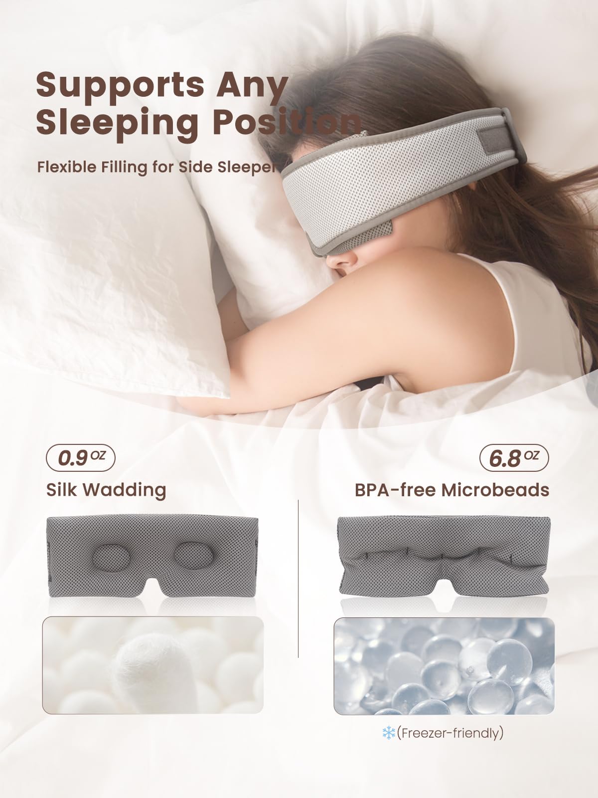 Weighted Eye Mask for Sleeping,100% Blackout Sleep Cover, Removable Pressure for Anxiety & Insomnia, Adjustable Strap for Side Sleepers Women/Men Travel w/Washing Bag