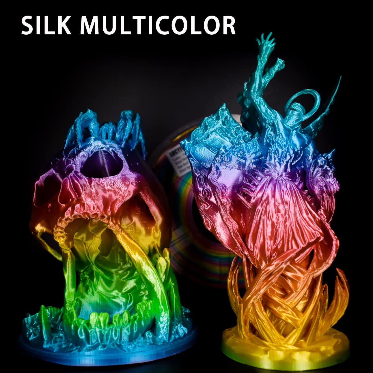 LOCYFENS Silk PLA Filament Multicolor, 3D Printer Filament Rainbow PLA Filament 1.75mm +/- 0.02mm, 3D Printing Filament 1kg/2.2lbs
