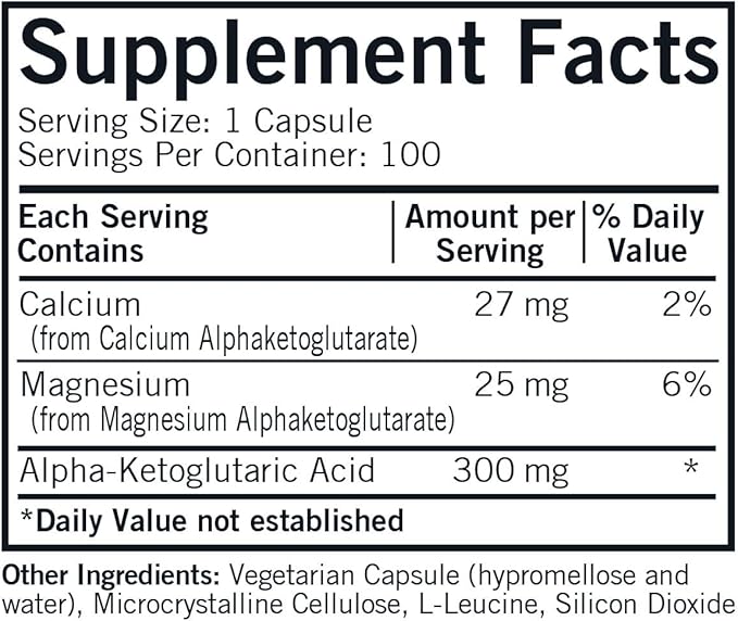 Kirkman - Alpha-Ketoglutaric Acid 300 mg - 100 Capsules - Supports Metabolism - Helps Maintain Strong Bones - Hypoallergenic