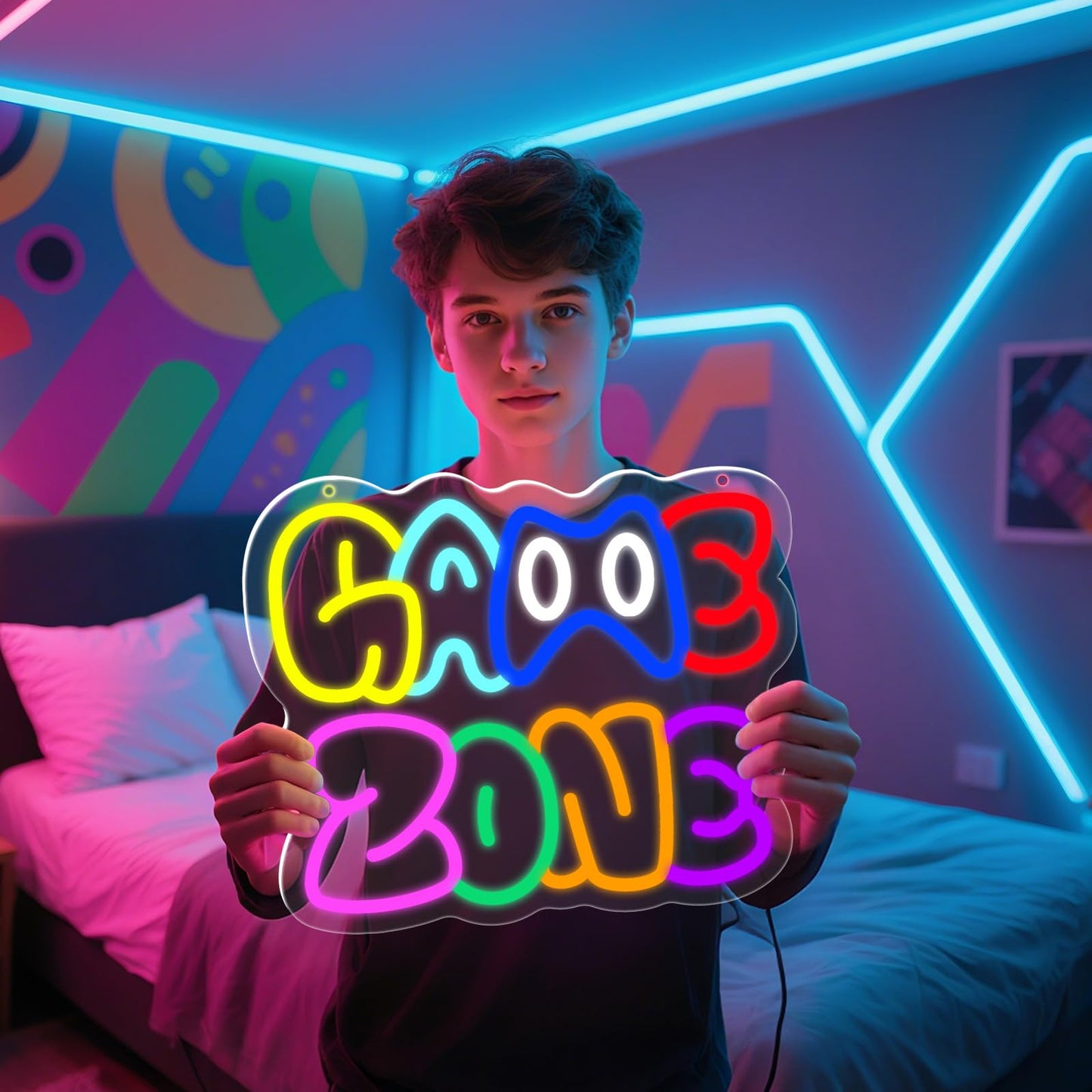 Innovtools Game Zone Neon Sign  Led Gamer Neon Signs For Room Decor  Dimmable Gaming Light Up Sign For Teens  Boys  Kids  Birthdays  Christmas  Video Game Decor Gifts For Wall  Bedroom(Zone)