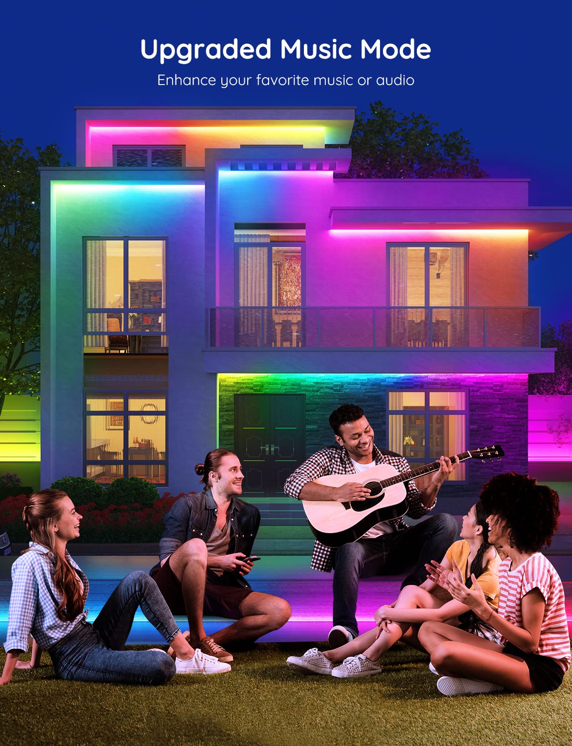 Govee Outdoor LED Strip Lights, 65.6ft RGBIC Waterproof Rope Lights, Smart WiFi, Multicolor, Model H6173