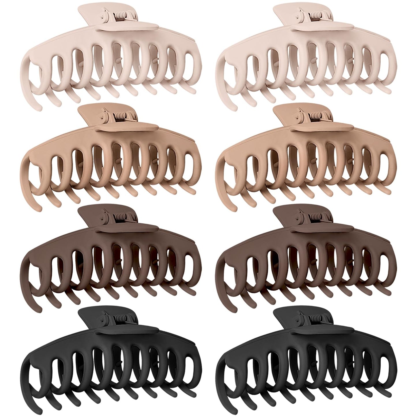 TOCESS Hair Claw Clips for Women - 8PK Large Neutral Matte Jumbo Hair Clips for Thick, Thin, Long, Short, Curly Hair Girls, Big