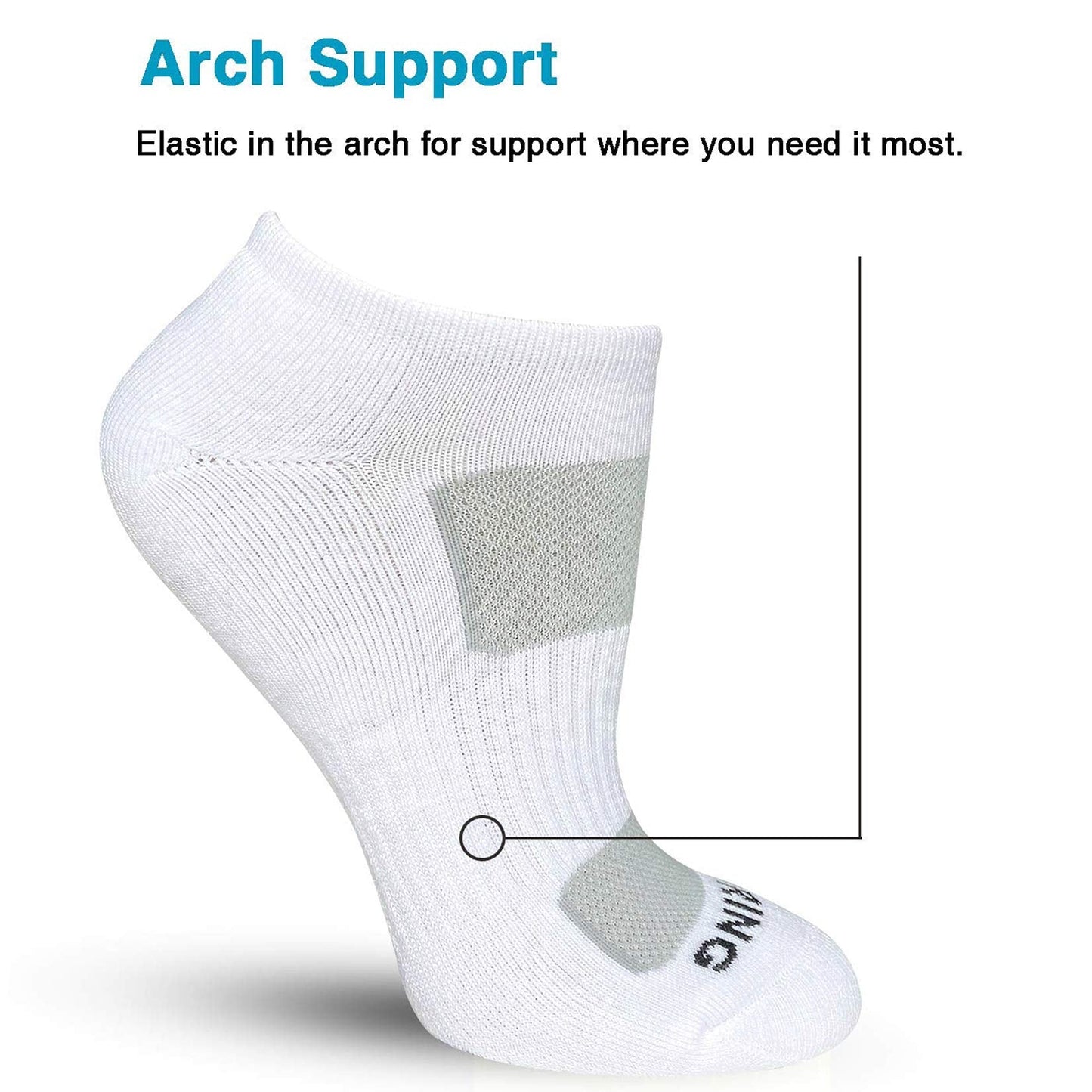 BERING Women's Athletic Cushioned Low Cut Socks, Size 6-9, White, 6 Pairs