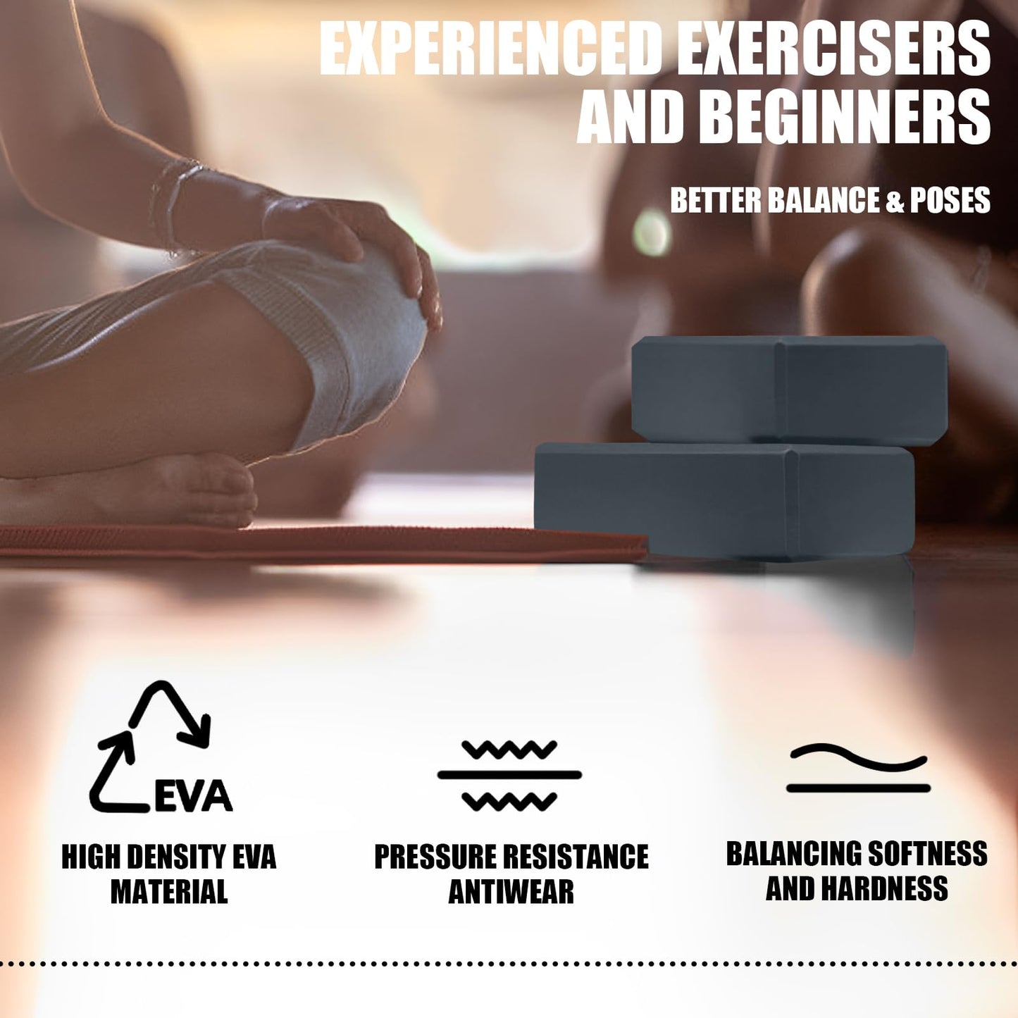 2 Pcs Yoga Blocks, 9"x6"x3" Foam Blocks Yoga Props for Pilates Stretching and Meditation Exercise Blocks Lightweight Yoga Essentials (Grey, normal)
