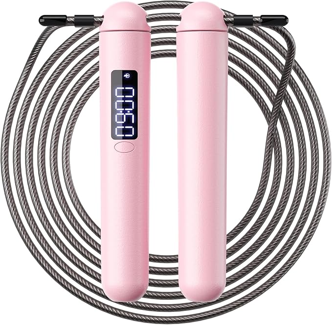 ACHDOFITS Smart Jump Rope with Counter - Adjustable High Speed Skipping Rope for Adults, LED Display with 4 Modes, Calorie...