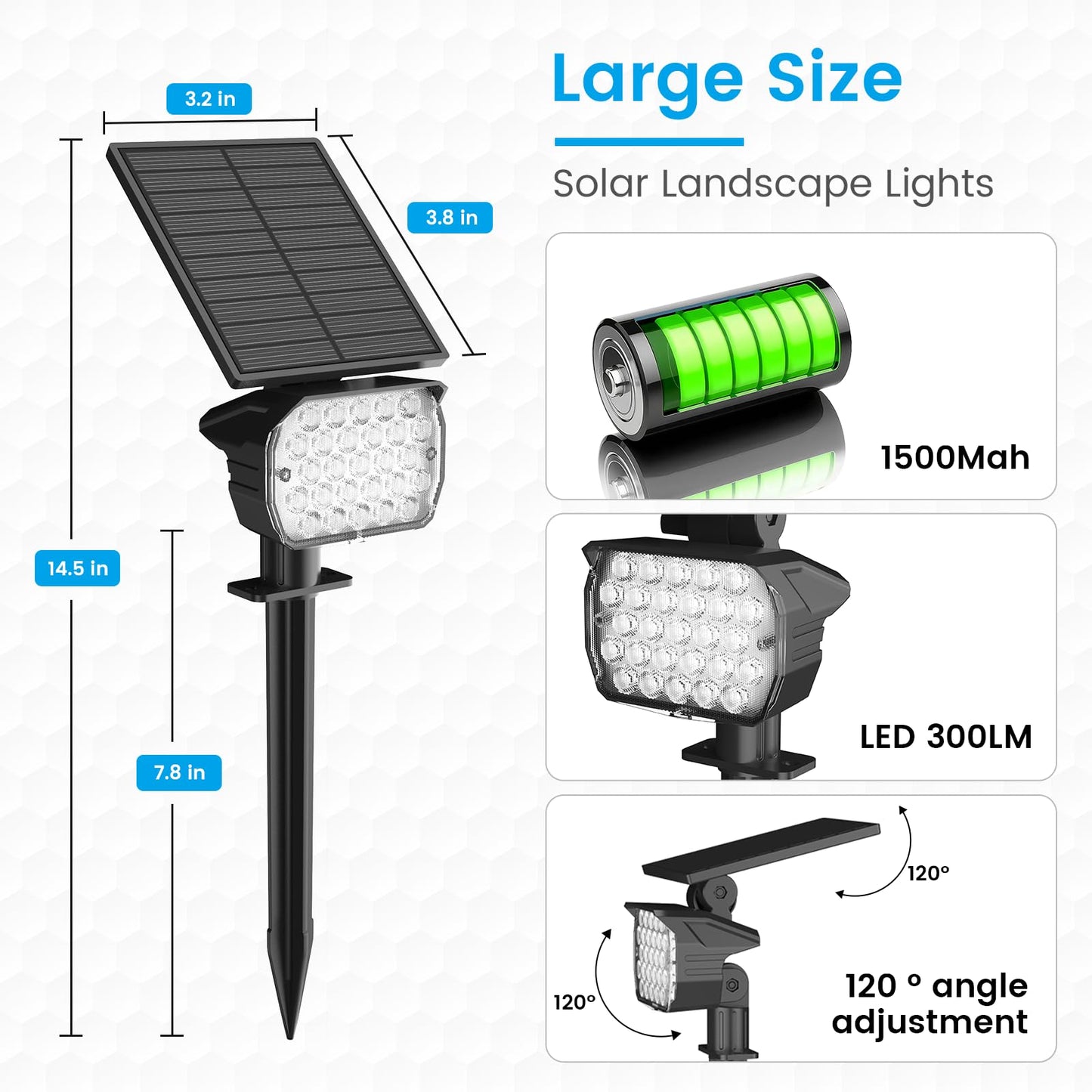 VOLISUN Solar Spotlight Outdoor, IP67 Waterproof, 27 LED, 3 Lighting Modes, 2 Pack, Warm White, Model 21464