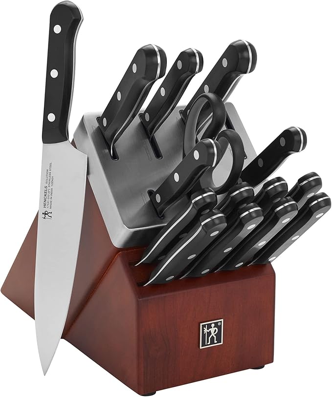 Henckels International Solution 16 Piece Self-Sharpening Walnut Block Set