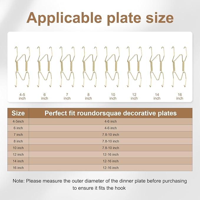 uxcell 4pcs Plate Hangers for the Wall, 4 Inches Stainless Steel Wire Plate Holders with Traceless Nail Displaying Plates Dish DIY Craft, Golden