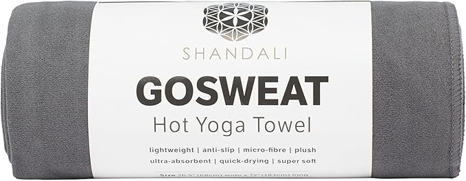 Shandali GoSweat Non-Slip Hot Yoga Towel with Super-Absorbent Soft Suede Microfiber in Many Colors, for Bikram Pilates and...