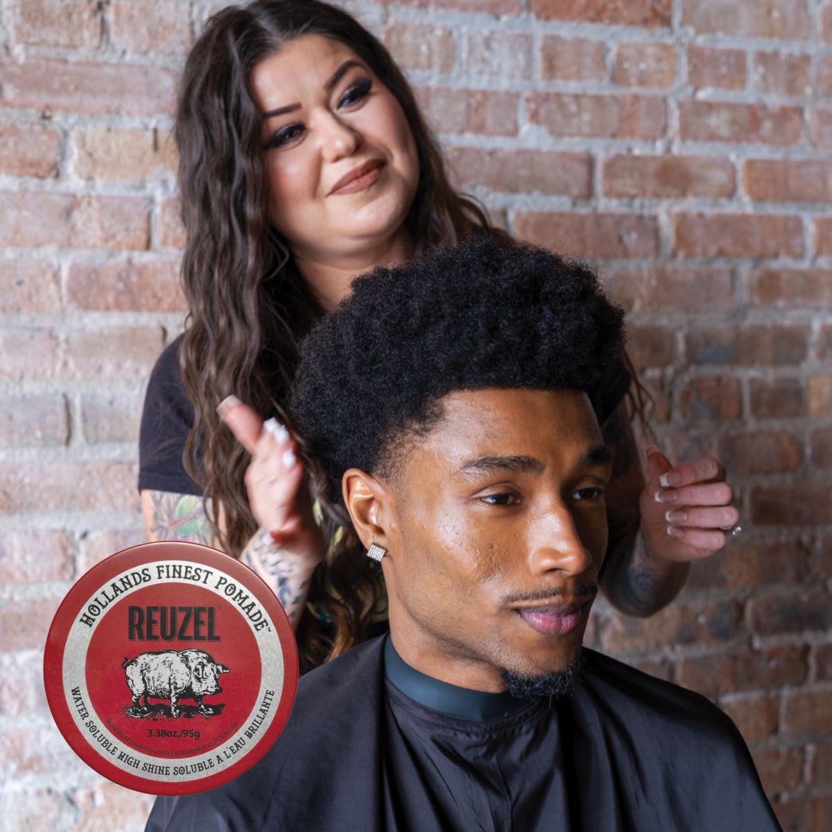 REUZEL Red Pomade, Medium All Day Hold, Water Soluble Styling, High Shine and Flake Free, Easy To Wash Out, For All Hair Types,