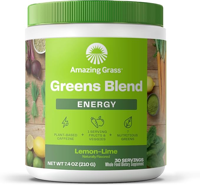 Amazing Grass Greens Blend Antioxidant: Super Greens Powder Smoothie Mix with Organic & Green Superfood Energy: Smoothie Mix, Super Greens Powder & Plant Based Caffeine