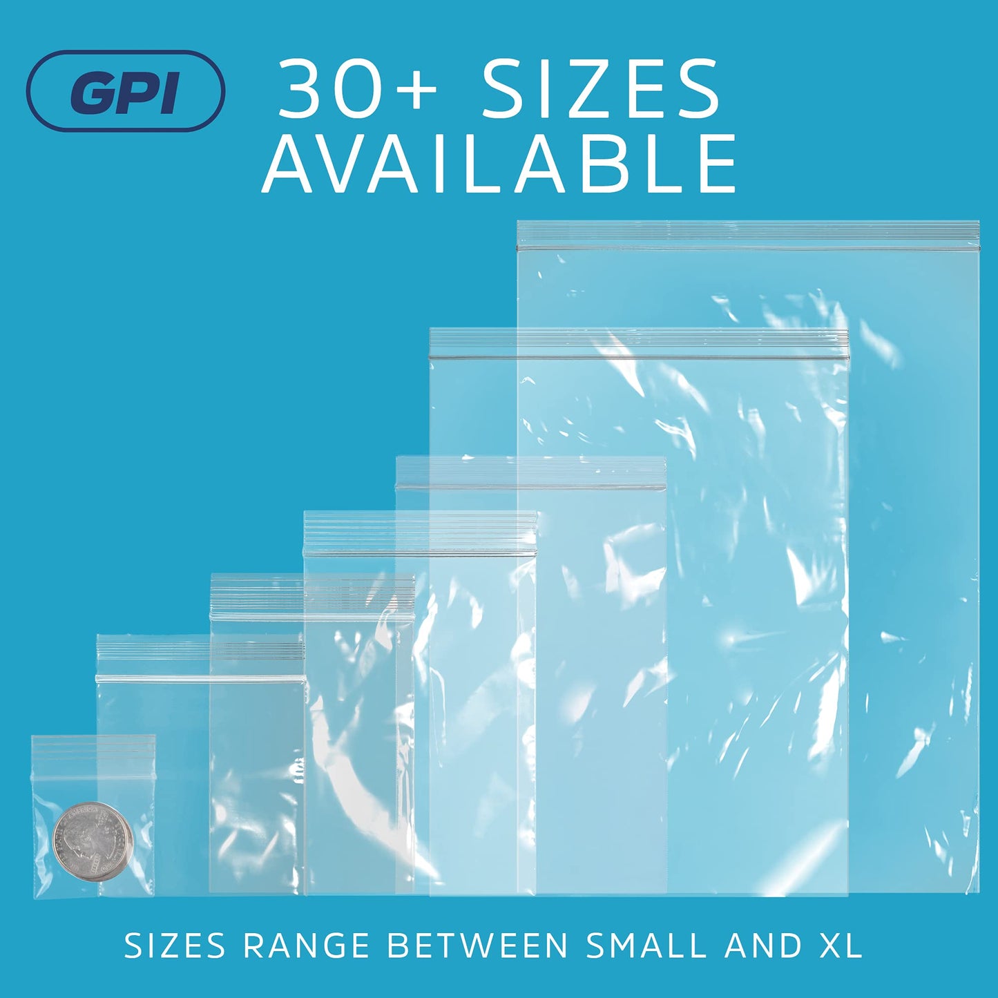Clear Plastic Reusable Zip Bags - Bulk GPI Case of 1000, 3" x 4" 2 mil Thick Strong & Durable Poly Baggies With Resealable Zip Top Lock For Travel, Storage, Packaging & Shipping.
