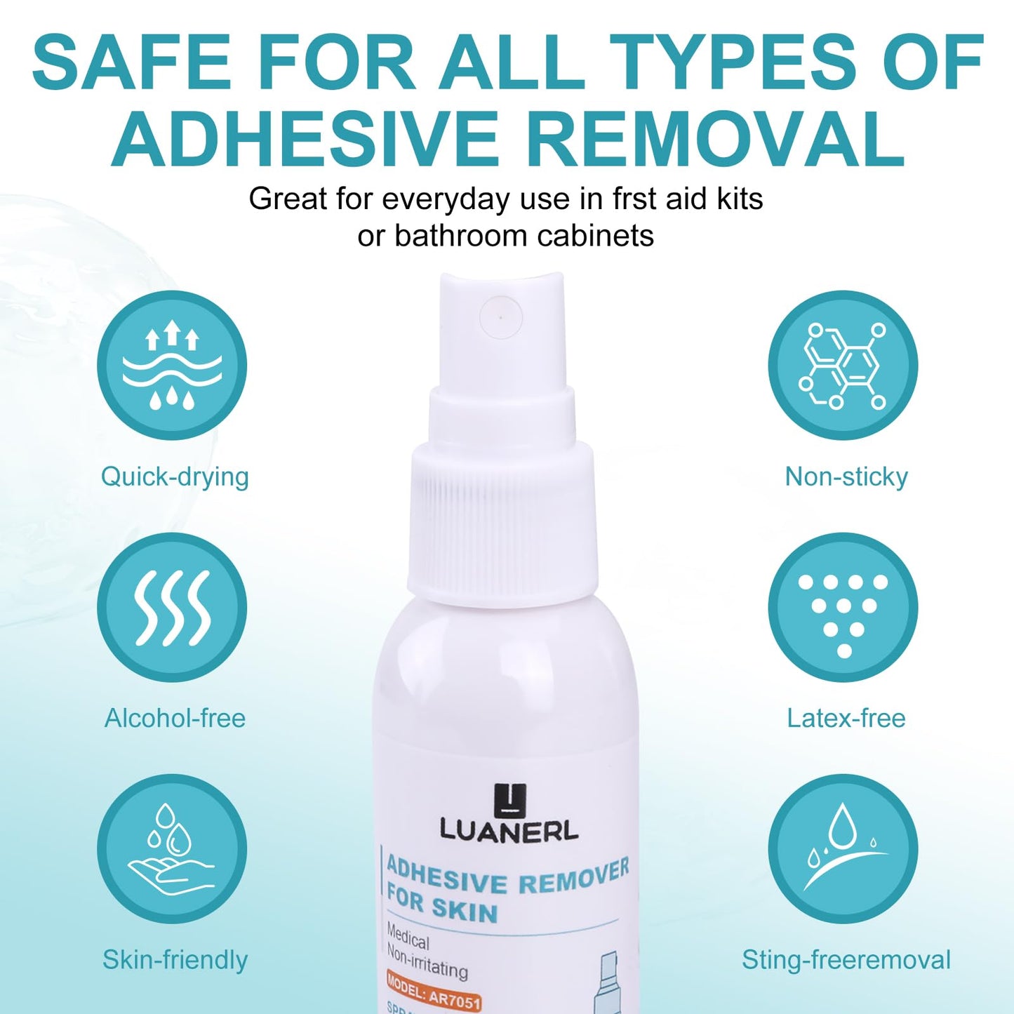 Adhesive Remover for Skin Spray Bandage & Surface & ostomy Supplies No Sting-Sensitive Skin-All Natural,30 ml Bottle