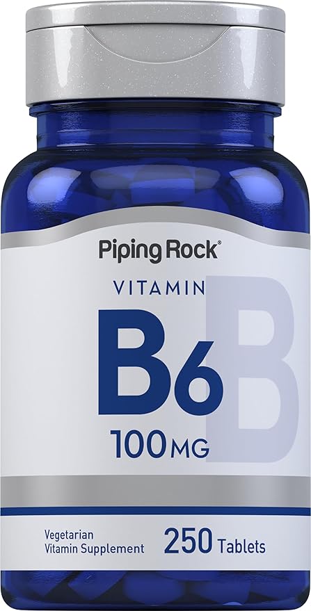 Piping Rock Vitamin B6 100mg | 250 Tablets | as Pyridoxine Hydrochloride | Vegetarian, Non-GMO, Gluten Free Supplement