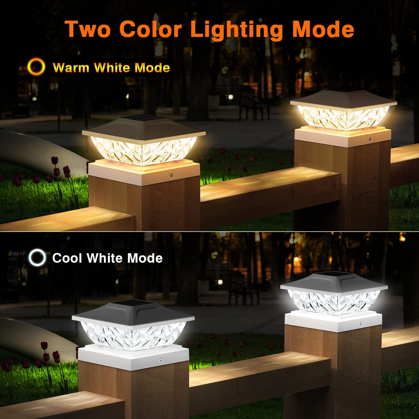 ENSLI Solar Post Cap Lights, 12 Pack, Waterproof, 2 Modes, Fits 4x4, 4.5x4.5, 5x5 Posts, White,
