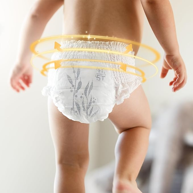 Parasol Clear+Dry Natural Disposable Diaper Pants, RashShield Protection and Active 360 Comfort Wrap, Hypoallergenic Training Diapers, Size 6 (4T-5T), 72 Count