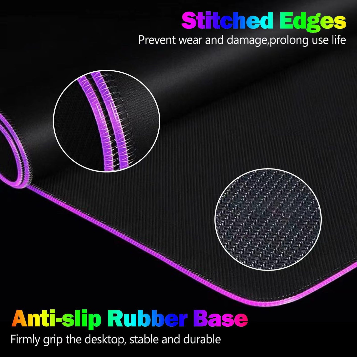 RGB Gaming Mouse Pad, DINKY Large Extended Soft Led Mouse Pad with 14 Lighting Modes, Water Resist Keyboard Pad, Computer Keyboard Mousepads Mat 35.4×15.8 inches-Black
