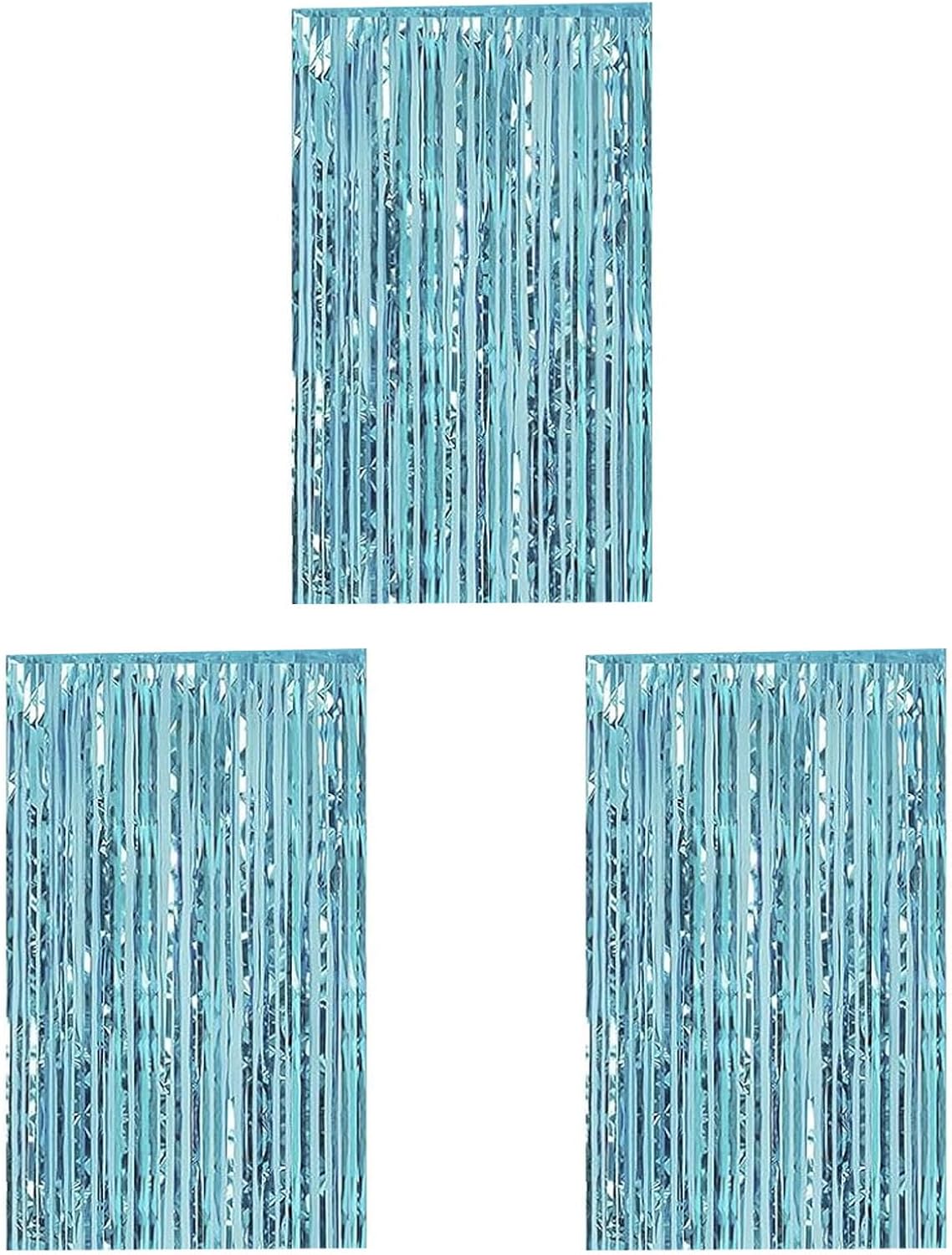Foil Curtain Backdrop Metallic Tinsel Foil Fringe Curtains Photo Booth Props for Birthday Wedding Engagement Bachelorette Christmas Holiday Celebration Party Decorations Supplies (qianlanse-3-fba)
