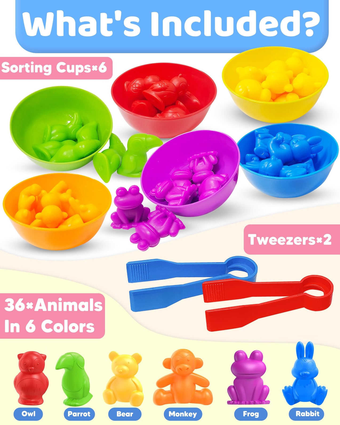 Oomloid Counting Animals Montessori Toys for 3 4 5 Years Old Boys Girls, Preschool Learning Activities Kindergarten Educational Sensory Toys Gifts for Kids Toddlers Ages 3-5, 4-8