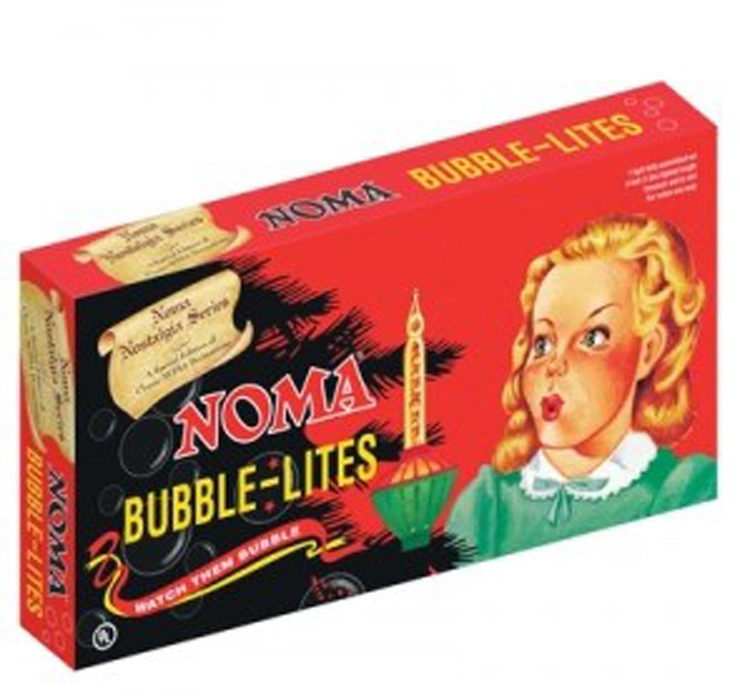 Noma Vintage Bubble Lite Set Of 7 Christmas Lights, Red/Green, Glass, Special Edition