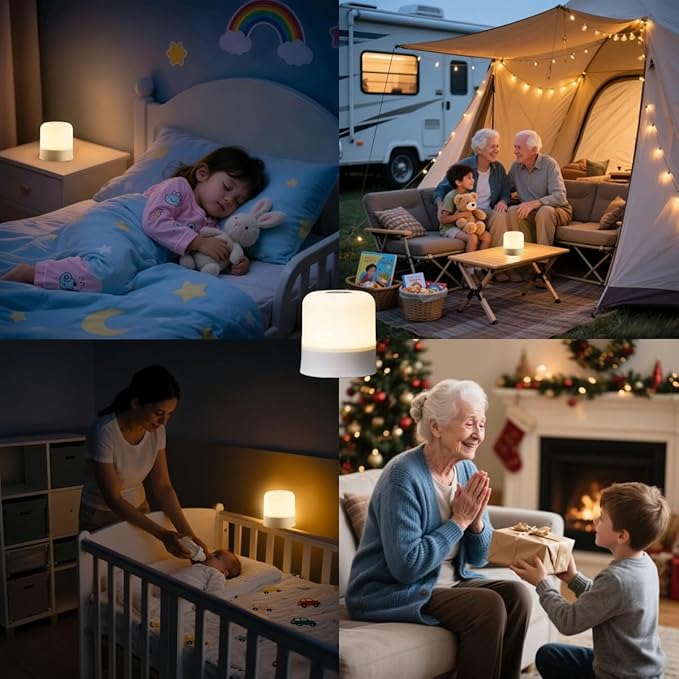 Baby Night Light 3 Colors Egg Light for Nursery Rechargeable Nursery Night Light Small Cordless Table&Bedside Lamp Eye Caring Dimmable LED Touch Night Lamp for Kids, Toddler, Nursing