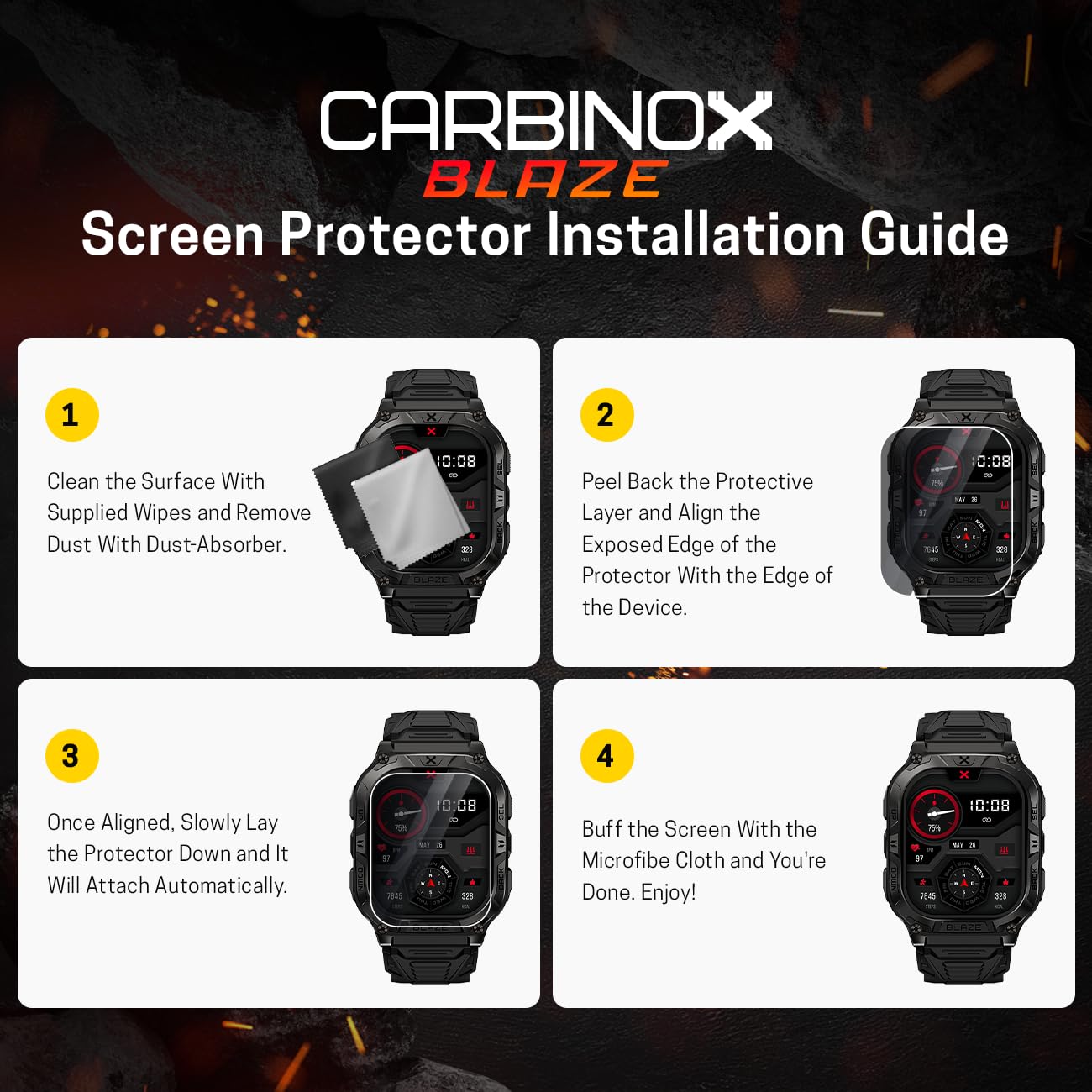 CARBINOX Tempered Glass Screen Protector Compatible Smartwatches - High Transparency, Anti Scratch, High Sensitivity, Bubble Free (2 Pack) Blaze S