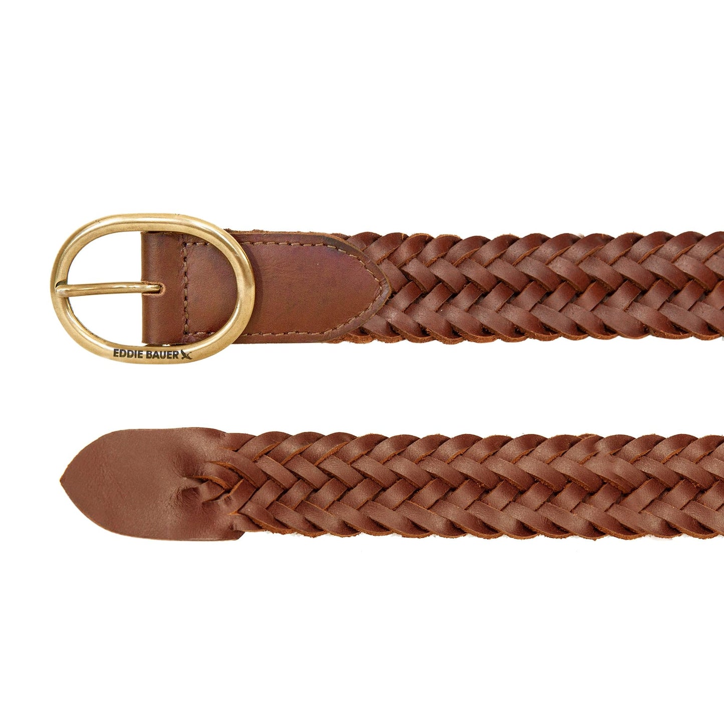Eddie Bauer Women's Casual Leather Belts with Durable Metal Buckle, Center Bar Woven - Tan, Small