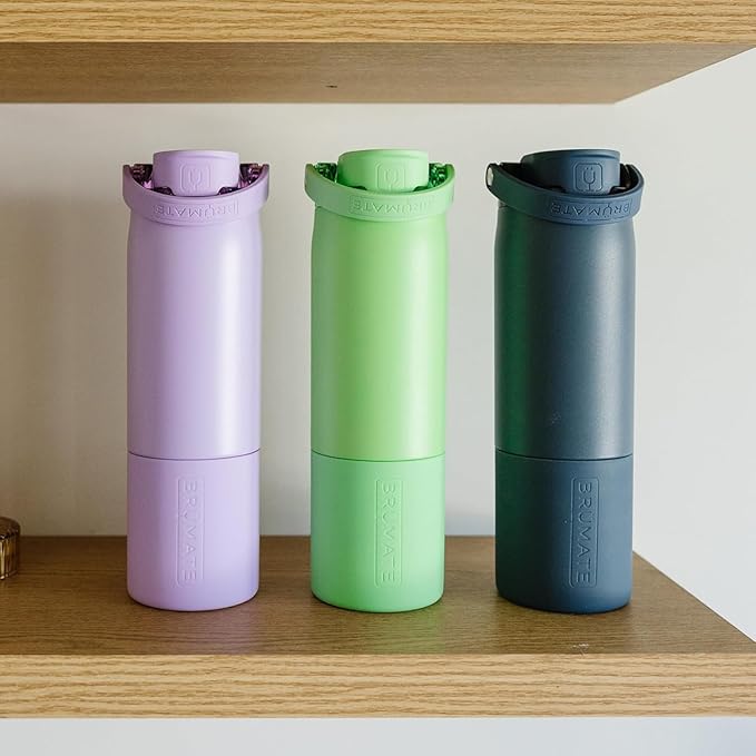 BrüMate Rise 25oz Water Bottle With 100% Leakproof Covered Silicone Straw | Insulated Stainless Steel Water Bottle | Cup-Holder Friendly | Fast Flow | Soft Sip Silicone Spout | BPA-Free (Glacier)
