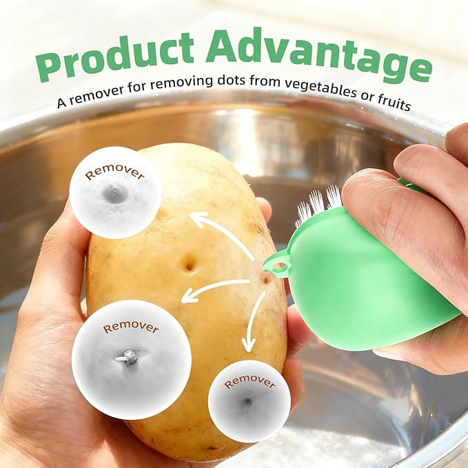 Vegetable Brush Scrubber for Food, Black Stiff Bristles Brush & White Soft Bristles Brush, Dishwasher Safe Ear-Hanging Veggie & Fruit Cleaning Brush for Potato, Mushroom, Carrot, Lemon, Egg